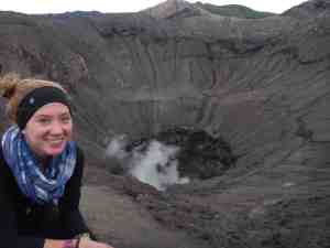 On the rim of active Mt. Bromo.  A bit warm down there...